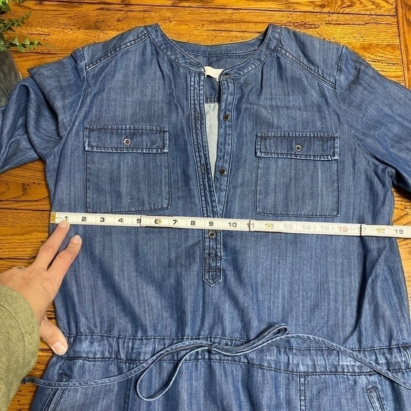 𝅺ann Taylor Loft Button Down Dress Draw String Sz M - Picture 2 of 6